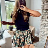 Nadine Black Floral Mini Skort