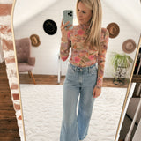 Watercolor Floral Blush Lavender Mesh Fitted Lettuce Edge Top