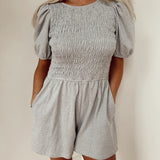 Sunny Attraction Heather Grey Smocked Romper