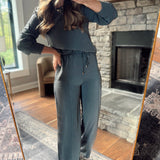 Indigo Washed Stretched Satin Joggers