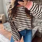 Brown & Pink Retro Striped Sweatshirt