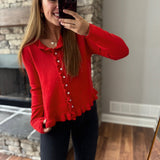 Cherry Frilly Francine Cardigan