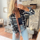 Timeless Tales Navy/Mauve Crop Shacket