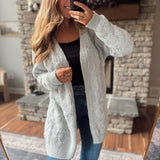 Heather Gray Braided Knit Cardigan