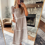 Chocolate Front Porch Picnic Midi Dress