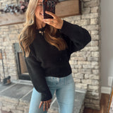 Black Morgan Ribbed Fitted Hem Sweater