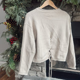 Taupe Lace Up Back Sweater