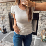 Light Mocha Ribbed & Ready Tee