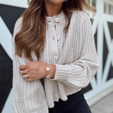 Light Mocha Ribbed Button Cardigan