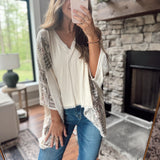 So Tropical Cream V Neck Flowy Short Sleeve Top