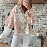 Top That Pink Floral Balloon Sleeve Crochet Top