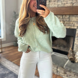 Spring Mint Button Cardigan