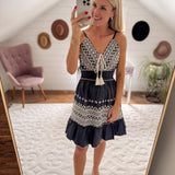 Charcoal Contrast Eyelet Mini Dress