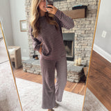 Burgundy Striped Lounge Set