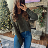 Heather Dark Olive Eva Front Seam Sweater