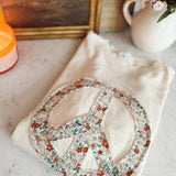 Peace Love and Flowers Beige Half Sleeve Pullover