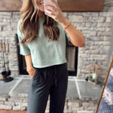 Sage Green Ribbed Siding Crop Top