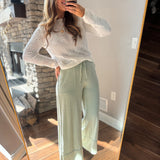 Pale Mint Mineral Washed Wide Leg Pant