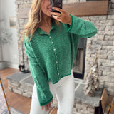 Kelly Green Pin Stripe Piper Knit Cardigan
