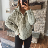 Sage Quilted Half Zip Pullover