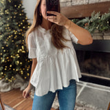 White Mesh Applique Blouse