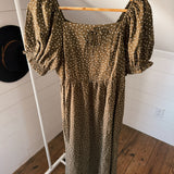 Brown Classic Dot Jayne Midi Dress