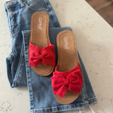 Beach Trip Red Canvas Bow Strap Sandal