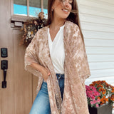 Kissable Catch Champagne Velvet Kimono
