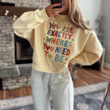 Butter Yellow Life is Good Mock Neck Sweatshirt