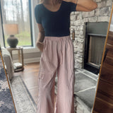 Dusty Mauve Cloud Nine Wide Leg Cargo Pants