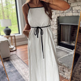 Classic Charm Striped Contrast Strap Maxi