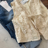 Bowie Ecru Lace Eyelet Vest