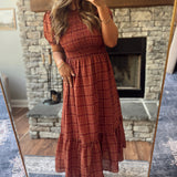 Red Plaid Perfection Midi Dress