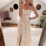 Light Khaki Petals & Poetry Midi Dress