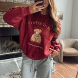 Burgundy Coffee Time Crew Sweatshirt