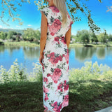 Sweet & Stylish Pink Peony Ruched Maxi Dress
