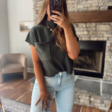 Forest Green Neck & Nestle Short Sleeve Sweater Top