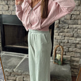 Sage Green Total Comfort Wide Leg Front Seam Lounge Pant