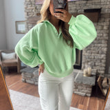 Apple Green Montauk Snap Button Pullover