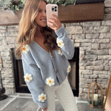 Pop Of Flowers Pastel Blue Cardi