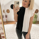 It Takes Two White/ Black Colorblock Top