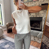 White Scalloped Knit Sweater Vest