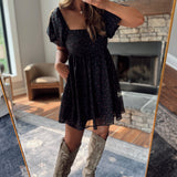 Daring Florals Black Mini Dress