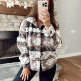 Jocelyn Mocha Multi Aztec Mock Neck Jacket