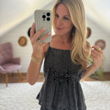 Black Delray Embroidered Tank Top