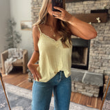 Lemon Textured Lace Trim Cami