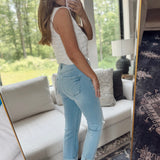 Risen Light HR Ankle Straight Wide Cuffed Jeans