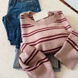 Pink & Burgundy Striped Lu Sweater