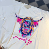 Multicolor Moody Highland Cow Tee