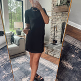 Black Monoseam Scuba Mock Neck Mini